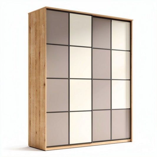 Armoire en bois avec portes coulissantes en verre 180 x 120 x 40cm