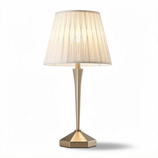 Lampe de table en métal doré avec abat-jour en tissu blanc 30 x 20 x 50cm