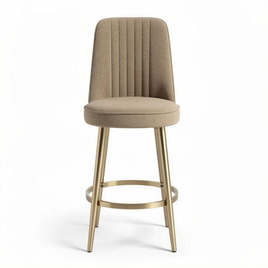 Tabouret de bar en tissu beige avec pieds en métal doré 45 x 45 x 100cm