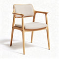 Chaise en bois naturel avec coussin en tissu beige dimensions 45 x 50 x 80cm