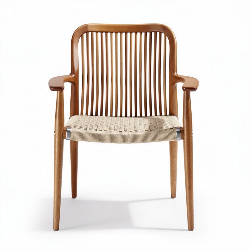 Chaise en bois avec assise en tissu naturel dimensions 60 x 56 x 78cm