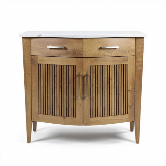 Buffet en bois avec deux tiroirs et portes en lattes dimensions 80 x 40 x 80cm