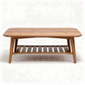 Table basse en bois clair avec étagère inférieure dimensions 120 x 60 x 45cm