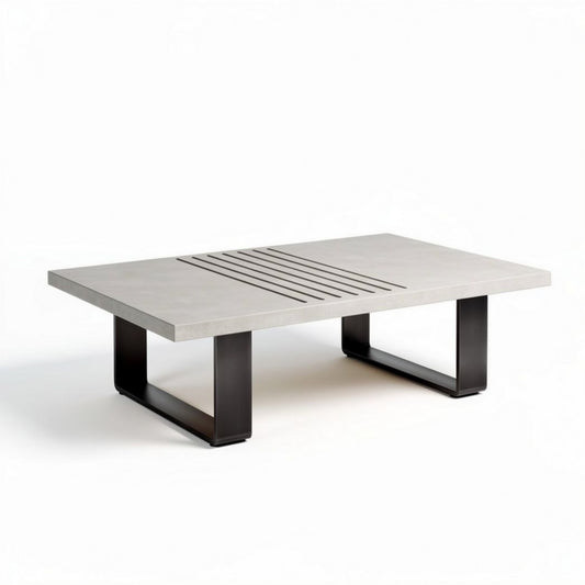 Table basse en béton et métal 120 x 80 x 40cm pour salon moderne
